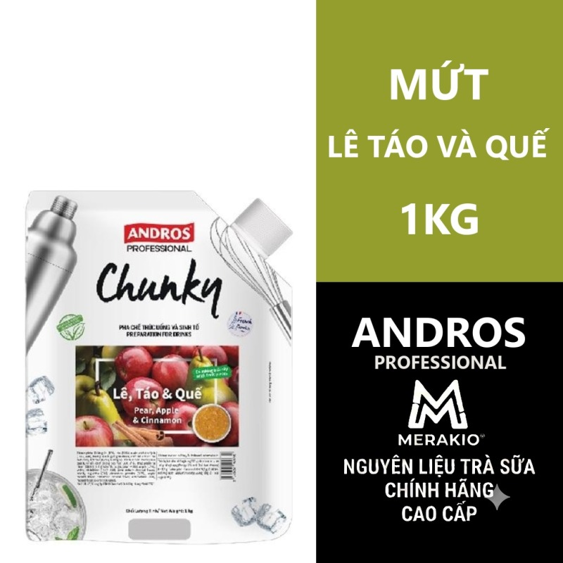 ANDROS PROFESSIONAL CHUNKY LÊ, TÁO VÀ QUẾ TÚI 1KG/ CHUNKY PEAR, APPLE & CINNAMON 1KG